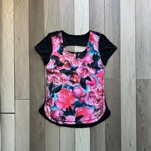 Lululemon Floral Black and Pink Women's shirt